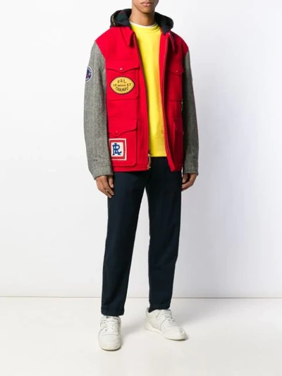 Shop Polo Ralph Lauren Patchwork Jacket In Red