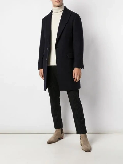 Shop Brunello Cucinelli Single-breasted Fitted Coat In Blue