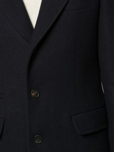 Shop Brunello Cucinelli Single-breasted Fitted Coat In Blue