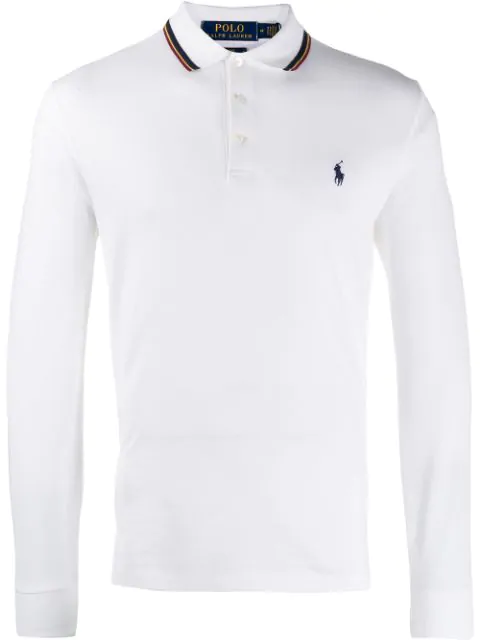 ralph lauren white long sleeve polo