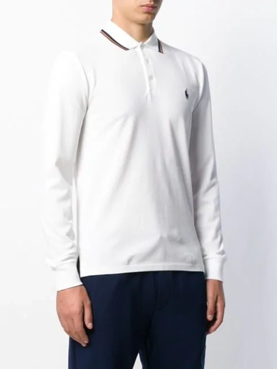 Shop Polo Ralph Lauren Long Sleeve Polo Shirt In White