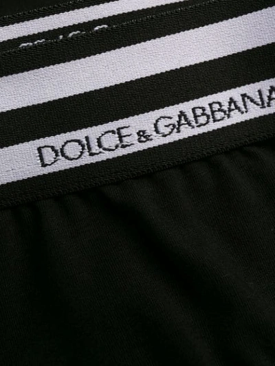 Shop Dolce & Gabbana Logo Print Striped Briefs In Black