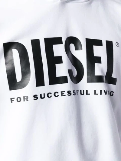 Shop Diesel Logo Print Hoodie - White