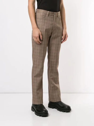 Shop Marni Checkered Straight Leg Trousers In Brown