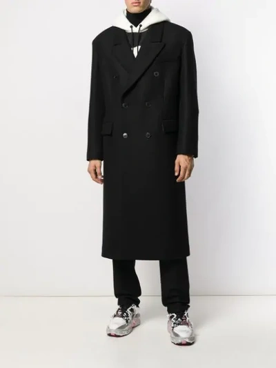 Shop Valentino Double-breasted Long Tuxedo Coat In Black