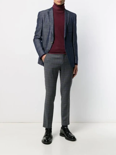 Entre Amis Slim-fit Checked Trousers In Grey
