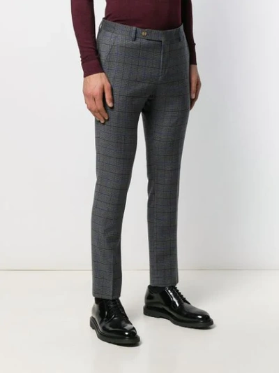 Entre Amis Slim-fit Checked Trousers In Grey