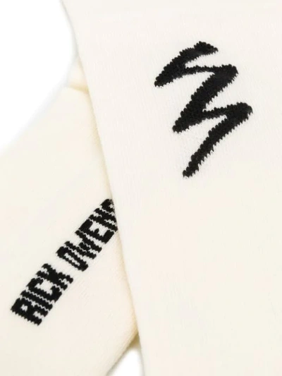 Shop Rick Owens Long Cotton Socks In 2109 White