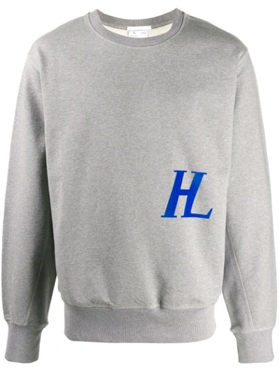 Shop Helmut Lang Monogram Crew Neck Sweatshirt In Grey