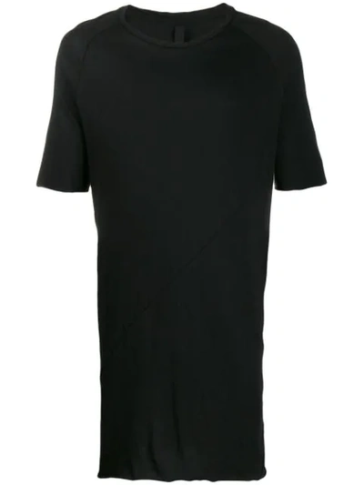 Shop Army Of Me Longline Raw Hem T-shirt In Black