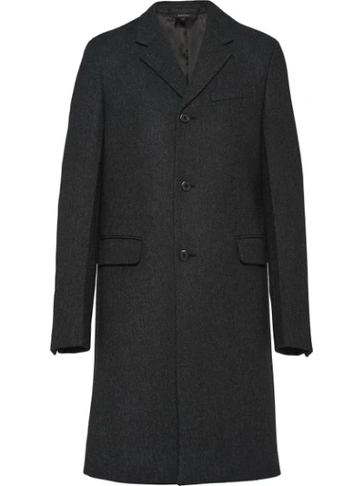 Shop Prada Button-front Coat In Black