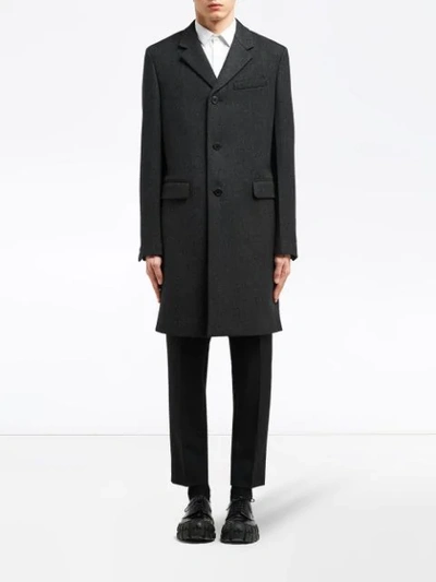 Prada Button-front Coat In Black