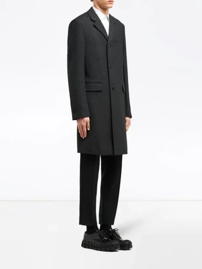 Shop Prada Button-front Coat In Black