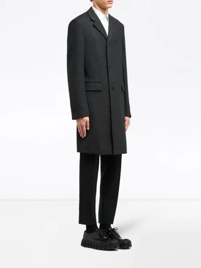 Prada Button-front Coat In Black