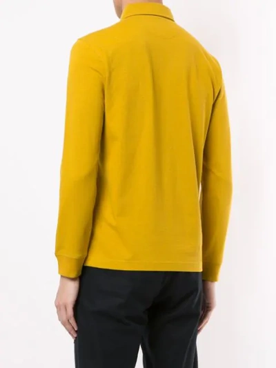 Shop Kent & Curwen Long Sleeve Polo Shirt In Yellow