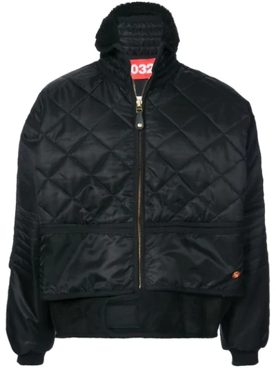 Shop 032c Zipped Quilted Jacket In Black