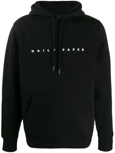 Shop Daily Paper Logo Print Hoodie In Black