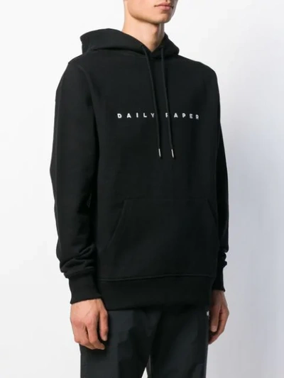 Shop Daily Paper Logo Print Hoodie In Black