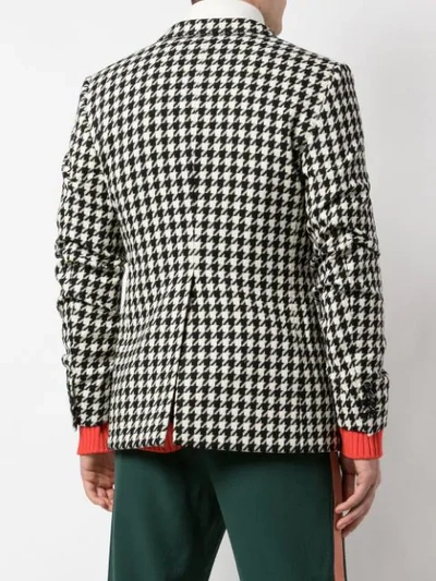 Shop Gucci Houndstooth Ruched-sleeve Blazer In Black