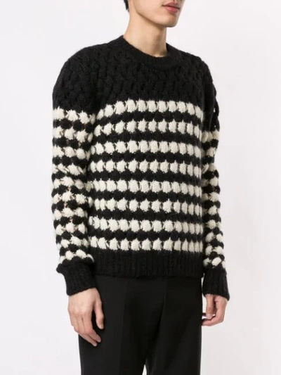 Shop Saint Laurent Crochet Monochrome Jumper In 1095 -noir/naturel
