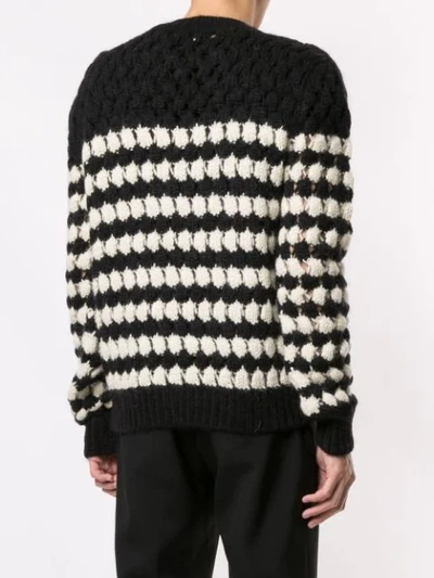 Shop Saint Laurent Crochet Monochrome Jumper In 1095 -noir/naturel