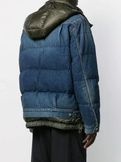 Shop Sacai Denim Layered Padded Jacket In Blue