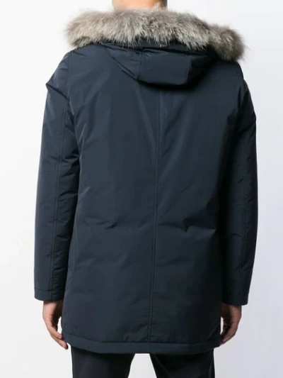 Shop Herno Fur-trimmed Hood Jacket In Blue
