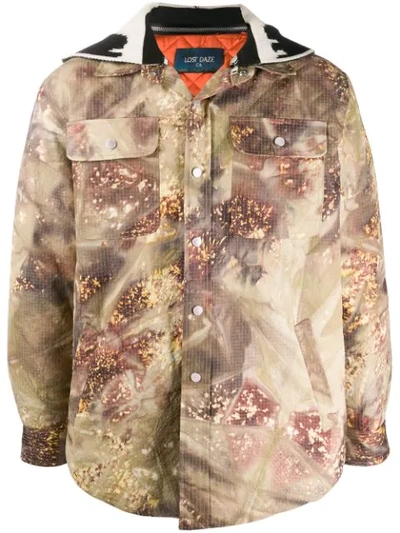 Shop Lost Daze Contrast Hooded Camouflage Jacket In Brown