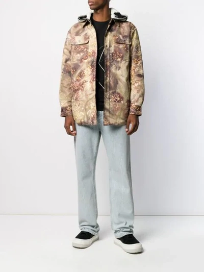 Shop Lost Daze Contrast Hooded Camouflage Jacket In Brown