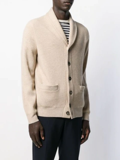 Shop Brunello Cucinelli Corded Knit Cardigan In Cream