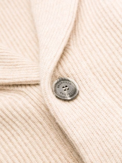 Shop Brunello Cucinelli Corded Knit Cardigan In Cream