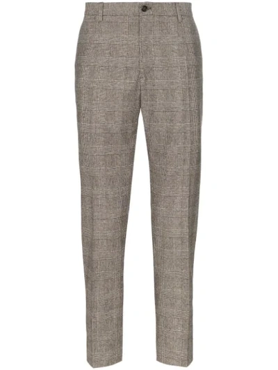 Shop Dolce & Gabbana Tapered Houndstooth Trousers - Grey