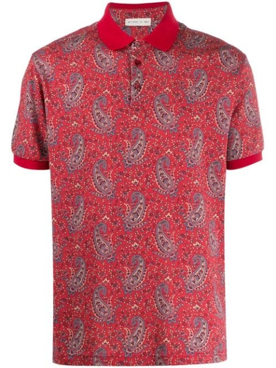 Shop Etro Short-sleeved Paisley Polo Shirt In Red