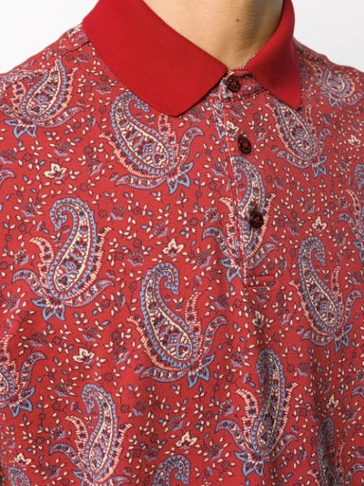Shop Etro Short-sleeved Paisley Polo Shirt In Red
