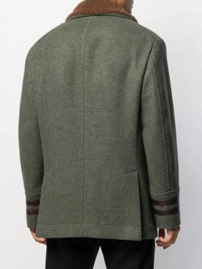 Shop Brunello Cucinelli Shearling Collar Peacoat In Cv539 Green