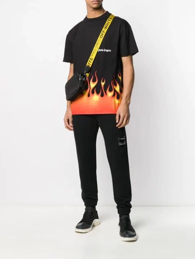 Shop Palm Angels Fire Print T-shirt In 1088 Black/multicolor