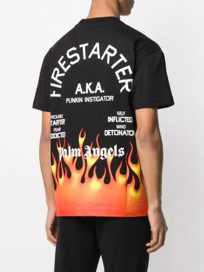 Shop Palm Angels Fire Print T-shirt In 1088 Black/multicolor