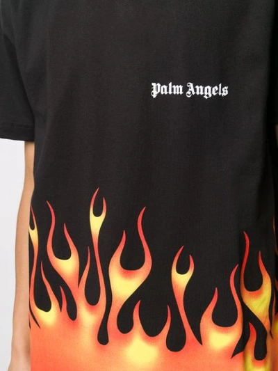 Shop Palm Angels Fire Print T-shirt In 1088 Black/multicolor