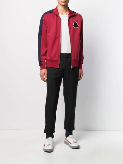 Shop Moncler Track Two-tone Bomber Jacket In Red