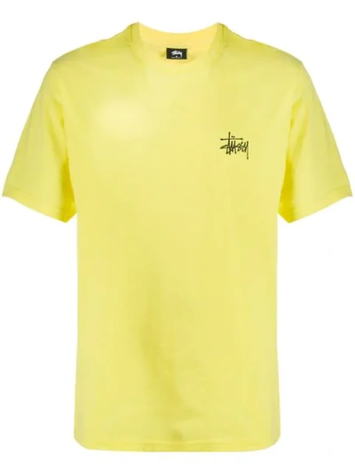 Shop Stussy Logo Graphic T-shirt In Yellow