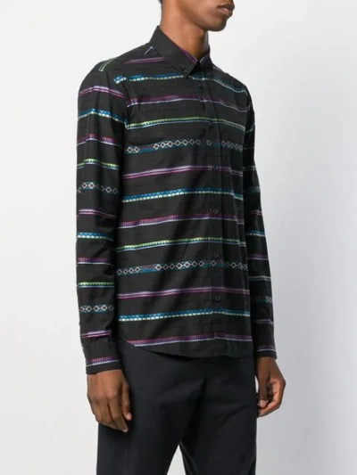 Shop Kenzo Geometric Striped Shirt In Black