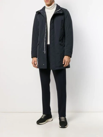 Shop Herno Hooded Down Coat In Blue