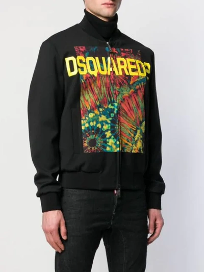 Shop Dsquared2 Tie Dye Bomber Jacket In Black