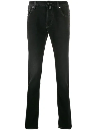 Shop Jacob Cohen Mid-rise Straight Leg Jeans In Black