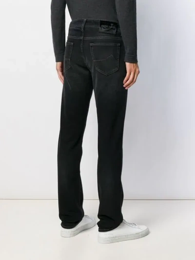 Shop Jacob Cohen Mid-rise Straight Leg Jeans In Black