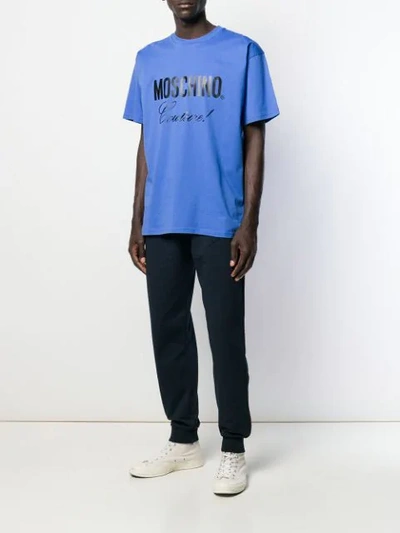 Shop Moschino Logo Printed T In Blue