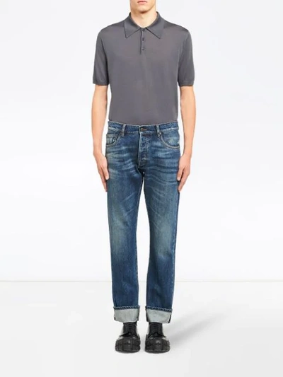 Shop Prada Easy Fit Straight Leg Jeans In Blue