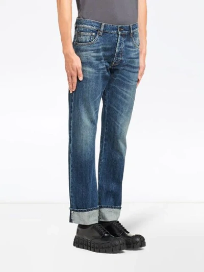 Shop Prada Easy Fit Straight Leg Jeans In Blue