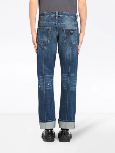 Shop Prada Easy Fit Straight Leg Jeans In Blue