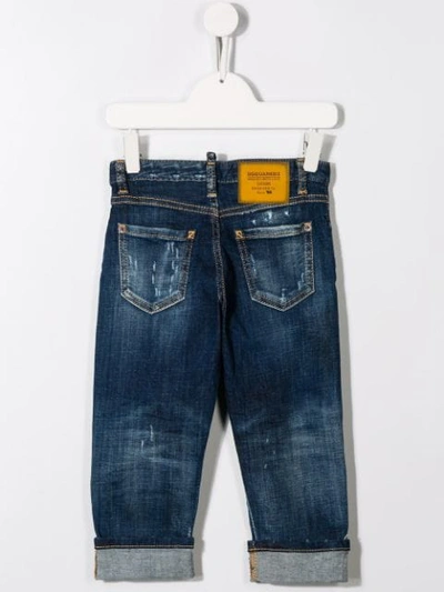 Shop Dsquared2 Distressed Straight Leg Jeans In Blue